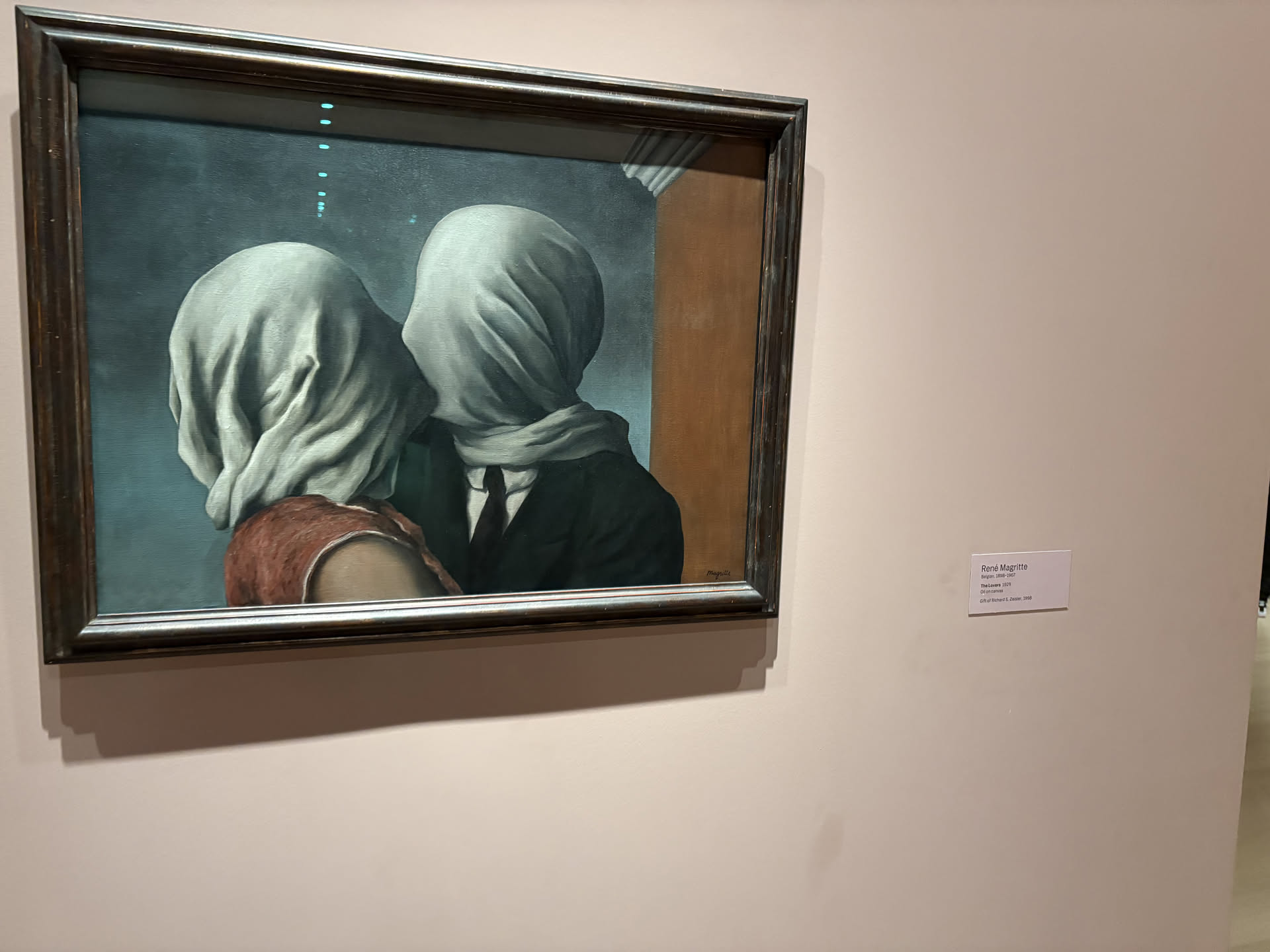 René Magritte's The Lovers displayed at MoMA